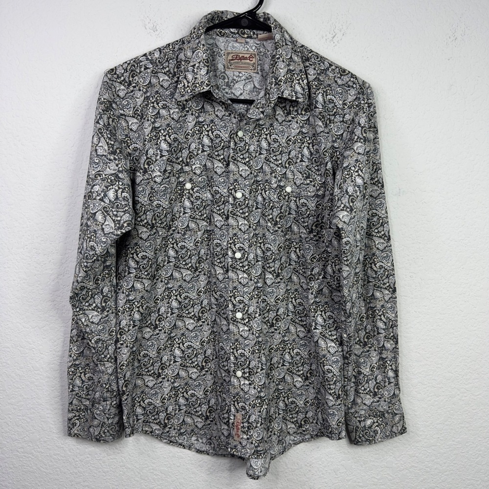 Rafter C Shirt Boys XL Black Paisley Pearl Snap Western Cowboy Rodeo Farm